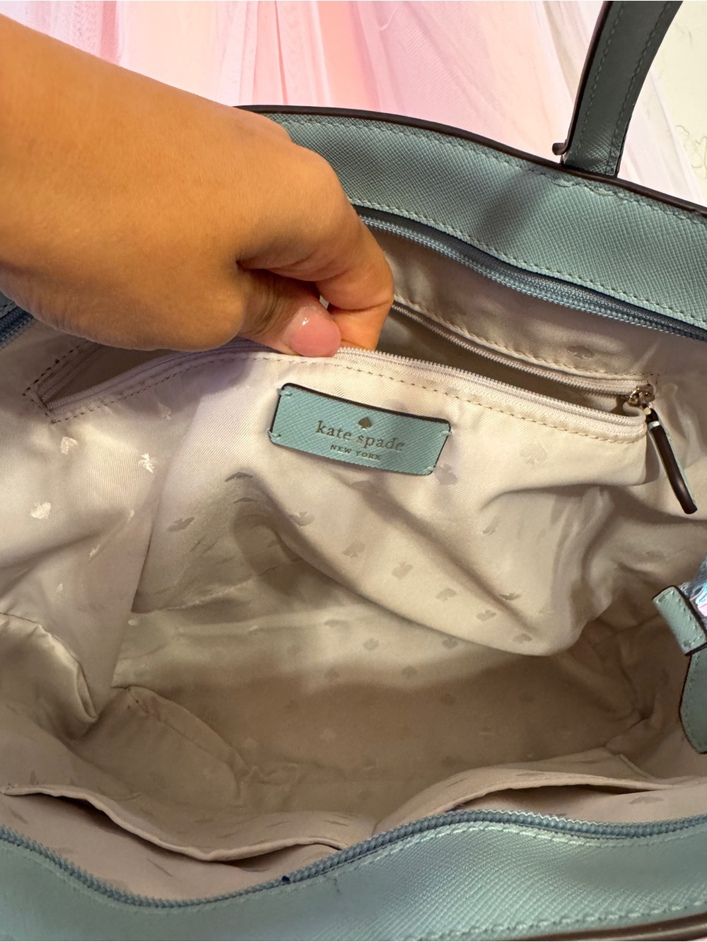 👜[🌼Excellent]Kate Spade Daisy Print Tote Bag Light Blue Floral Shoulder Purse - Picture 4 of 7